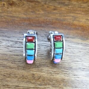Silpada Sterling Silver Rainbow Multi Color Post Earrings P0982